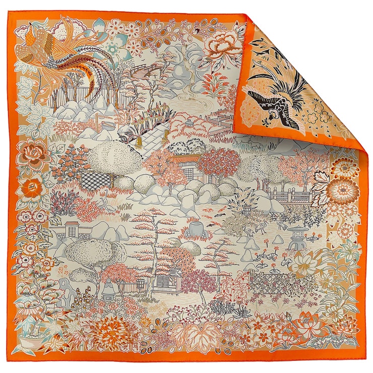 Hedvábný šátek Mille Feuilles de Soie, HERMÈS, prodává Hermès, 15 200 Kč