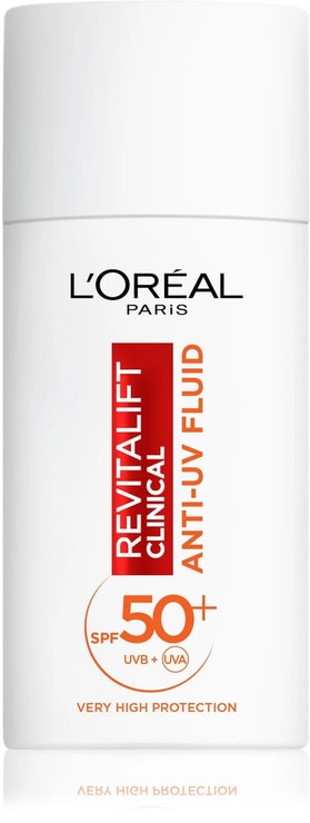 Denní fluid Revitalift Clinical Anti-UV Fluid s SPF 50+ a vitaminem C, L'ORÉAL PARIS, prodává DM, 399 Kč