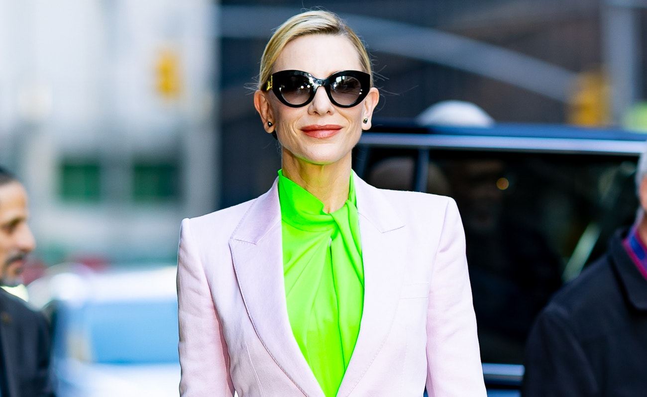 Cate Blanchett v kalhotovém kostýmu Tom Ford v New Yorku, 10. března 2025